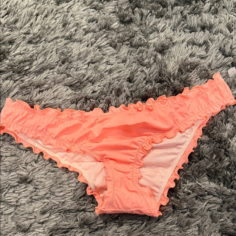 Shade & Shore Coral Ruffle Bikini Bottom